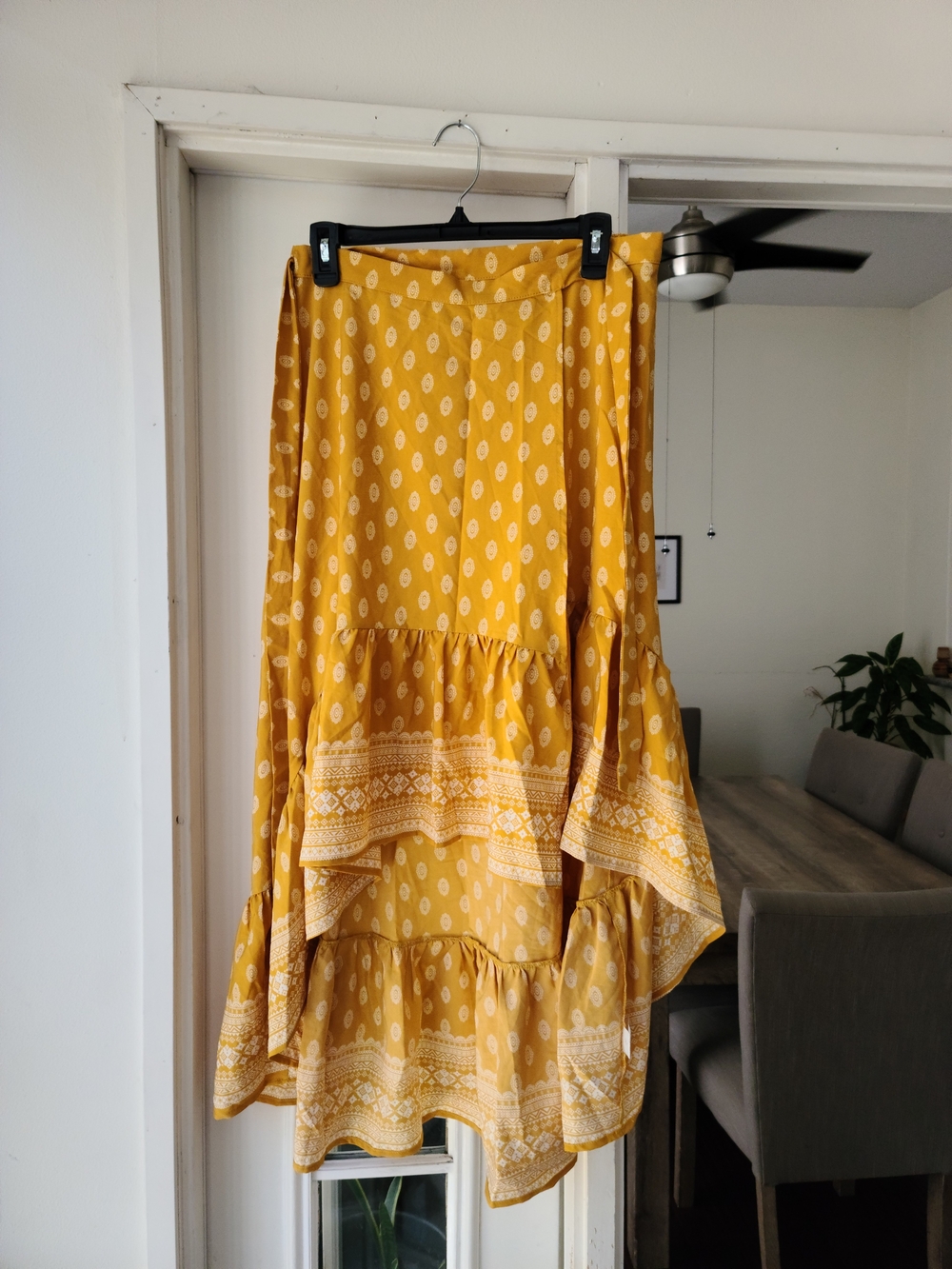 Women’s Mustard Yellow Tiered Maxi Skirt